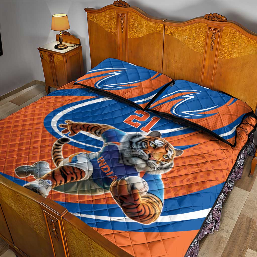 Indian Bengal Tiger Cricket Custom Quilt Bed Set Unique Pattern