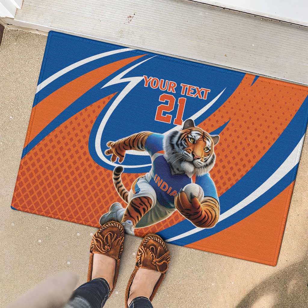 Indian Bengal Tiger Cricket Custom Rubber Doormat Unique Pattern