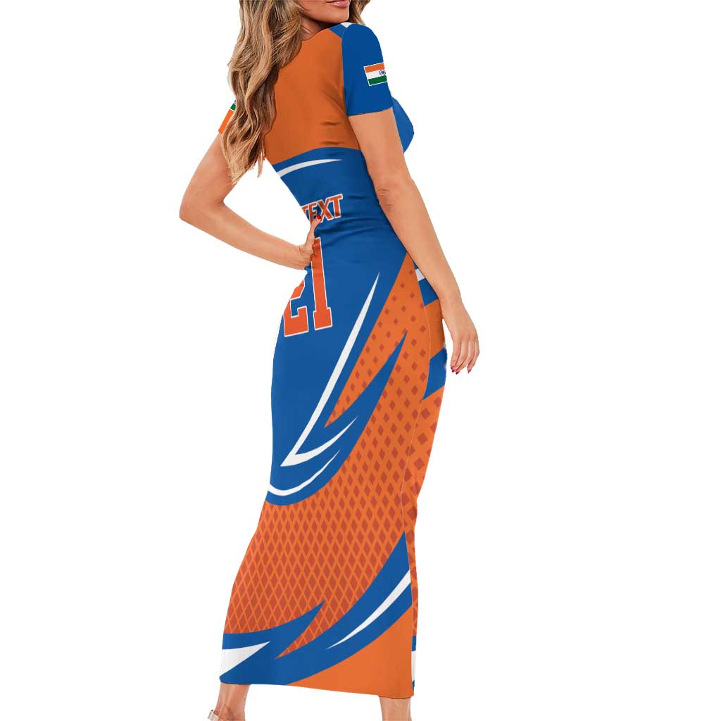 Indian Bengal Tiger Cricket Custom Short Sleeve Bodycon Dress Unique Pattern