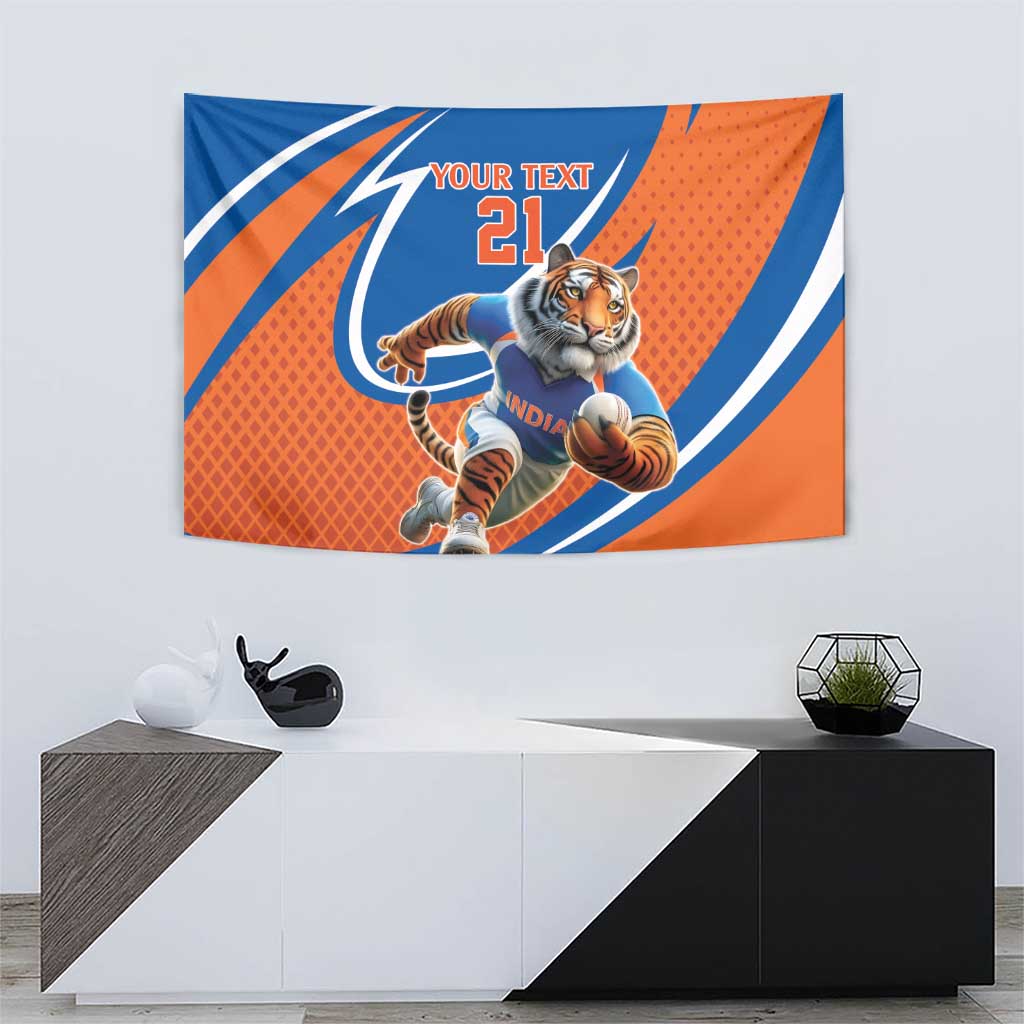 Indian Bengal Tiger Cricket Custom Tapestry Unique Pattern