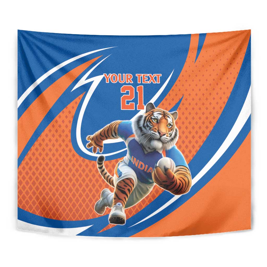 Indian Bengal Tiger Cricket Custom Tapestry Unique Pattern
