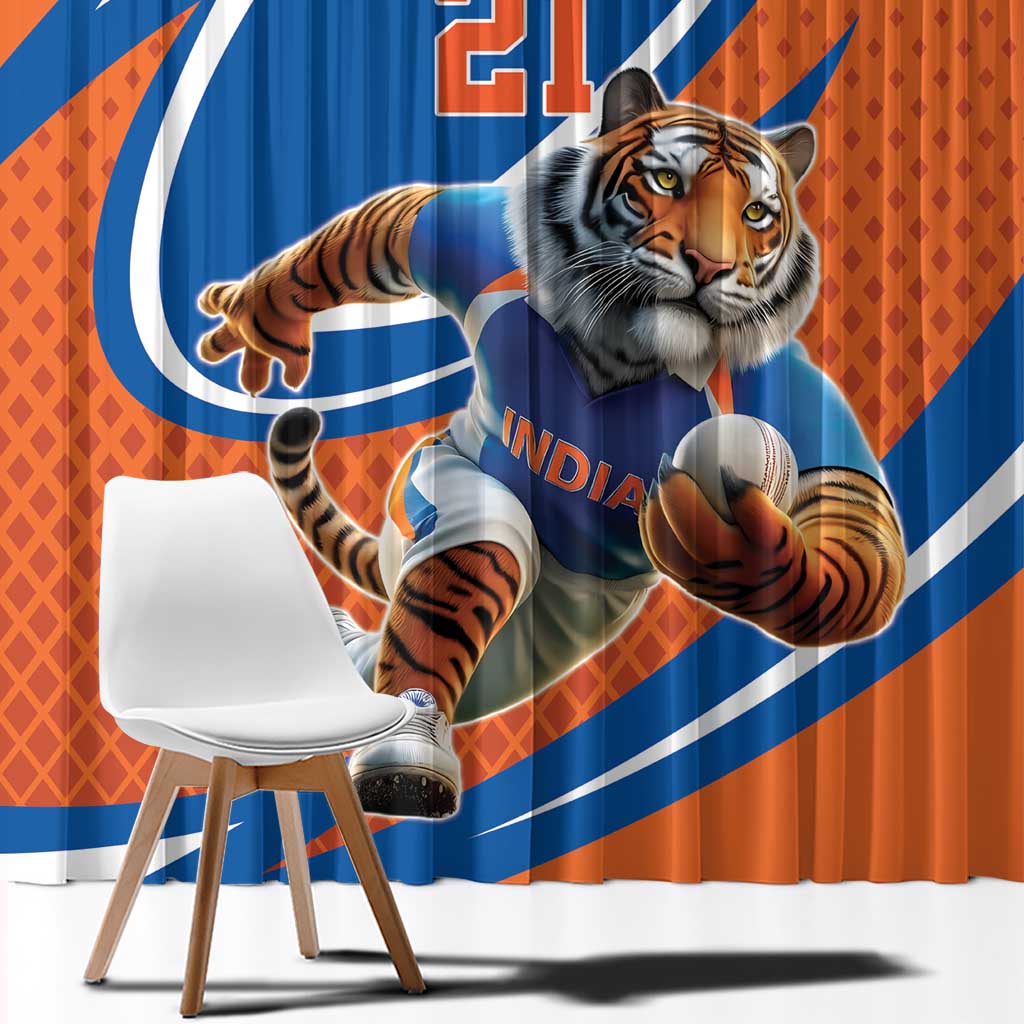 Indian Bengal Tiger Cricket Custom Window Curtain Unique Pattern