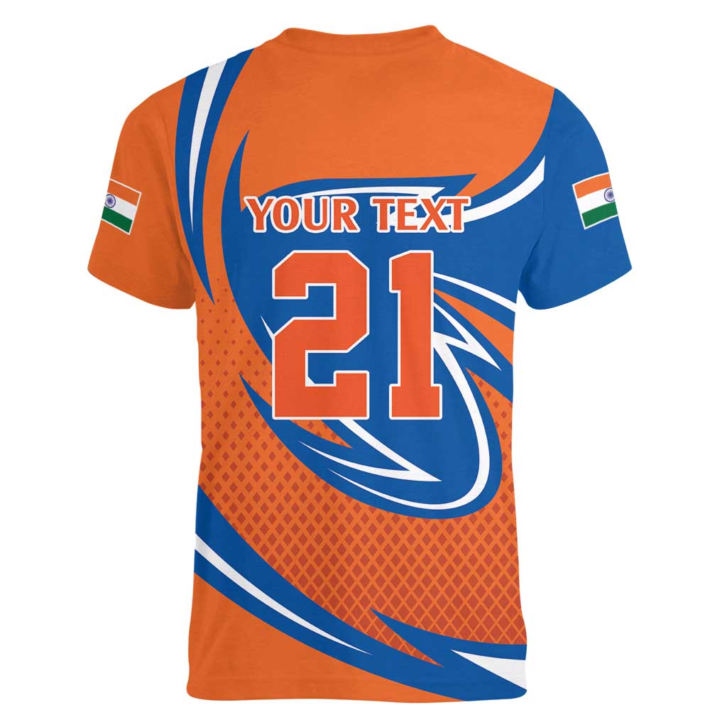 Indian Bengal Tiger Cricket Custom Women V-Neck T-Shirt Unique Pattern