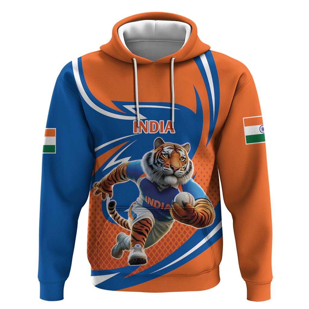 Indian Bengal Tiger Cricket Custom Zip Hoodie Unique Pattern