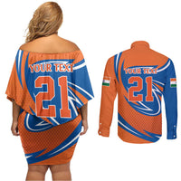 Indian Nilgiri Langur Cricket Custom Couples Matching Off Shoulder Short Dress and Long Sleeve Button Shirt Unique Pattern