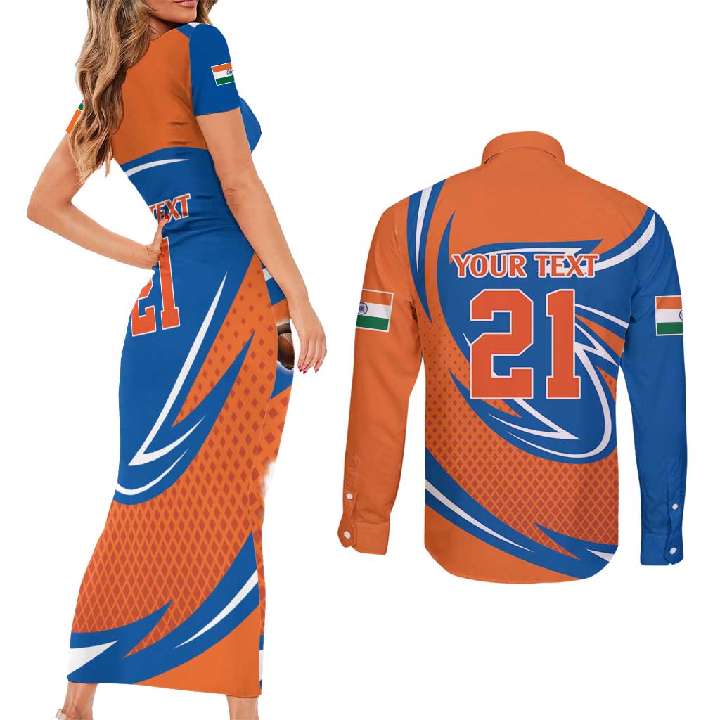 Indian Nilgiri Langur Cricket Custom Couples Matching Short Sleeve Bodycon Dress and Long Sleeve Button Shirt Unique Pattern