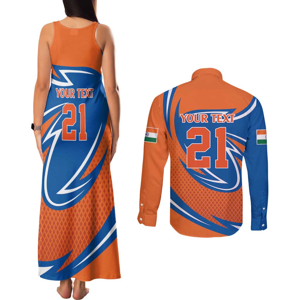 Indian Nilgiri Langur Cricket Custom Couples Matching Tank Maxi Dress and Long Sleeve Button Shirt Unique Pattern