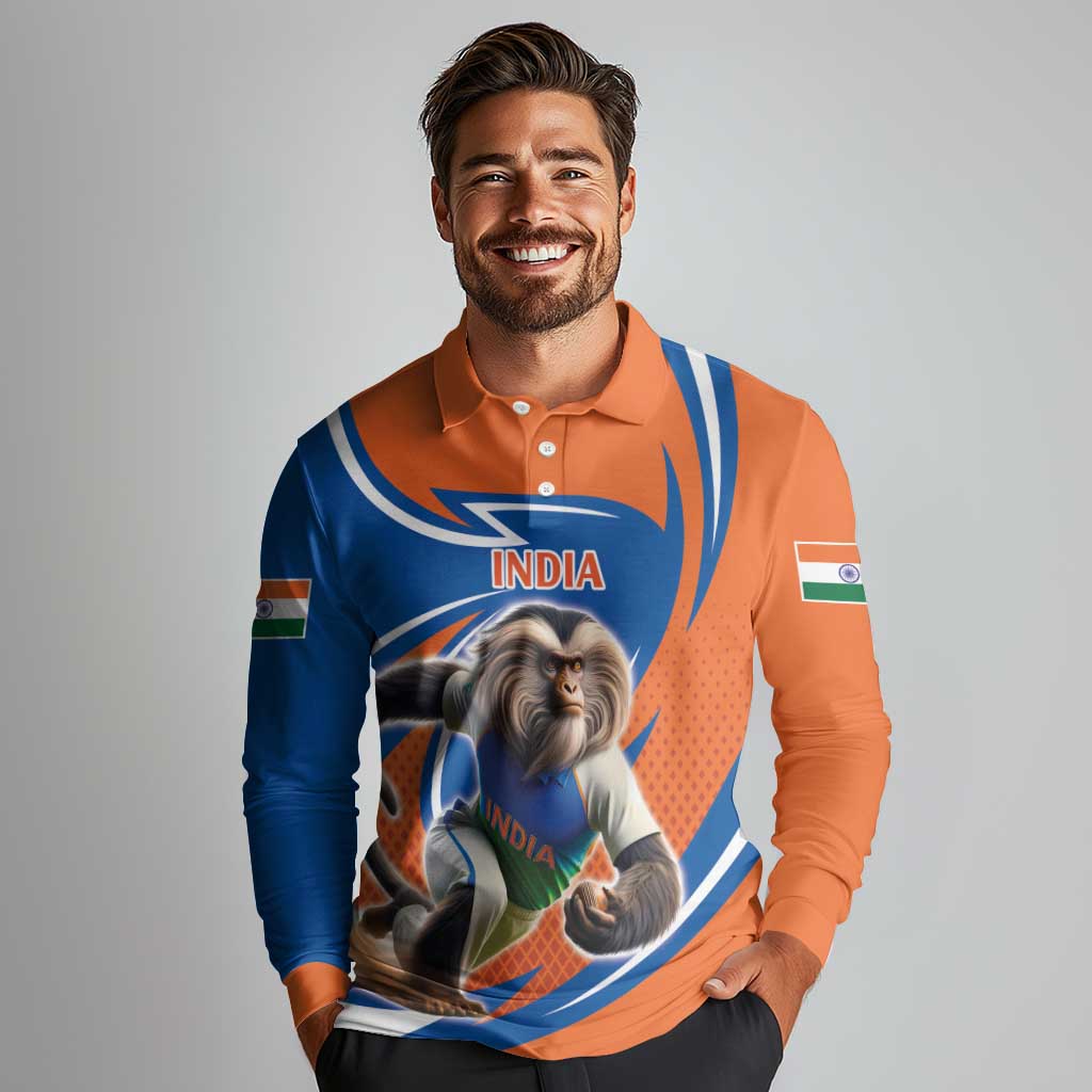 Indian Nilgiri Langur Cricket Custom Long Sleeve Polo Shirt Unique Pattern