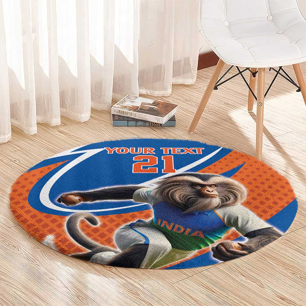 Indian Nilgiri Langur Cricket Custom Round Carpet Unique Pattern