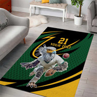 South African Secretary Bird Cricket Custom Area Rug Unique Pattern