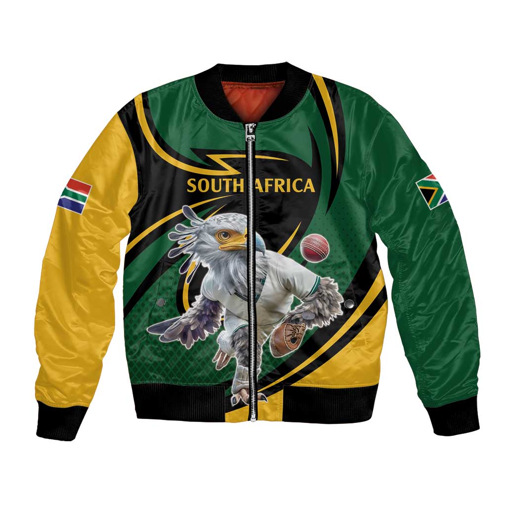 South African Secretary Bird Cricket Custom Bomber Jacket Unique Pattern