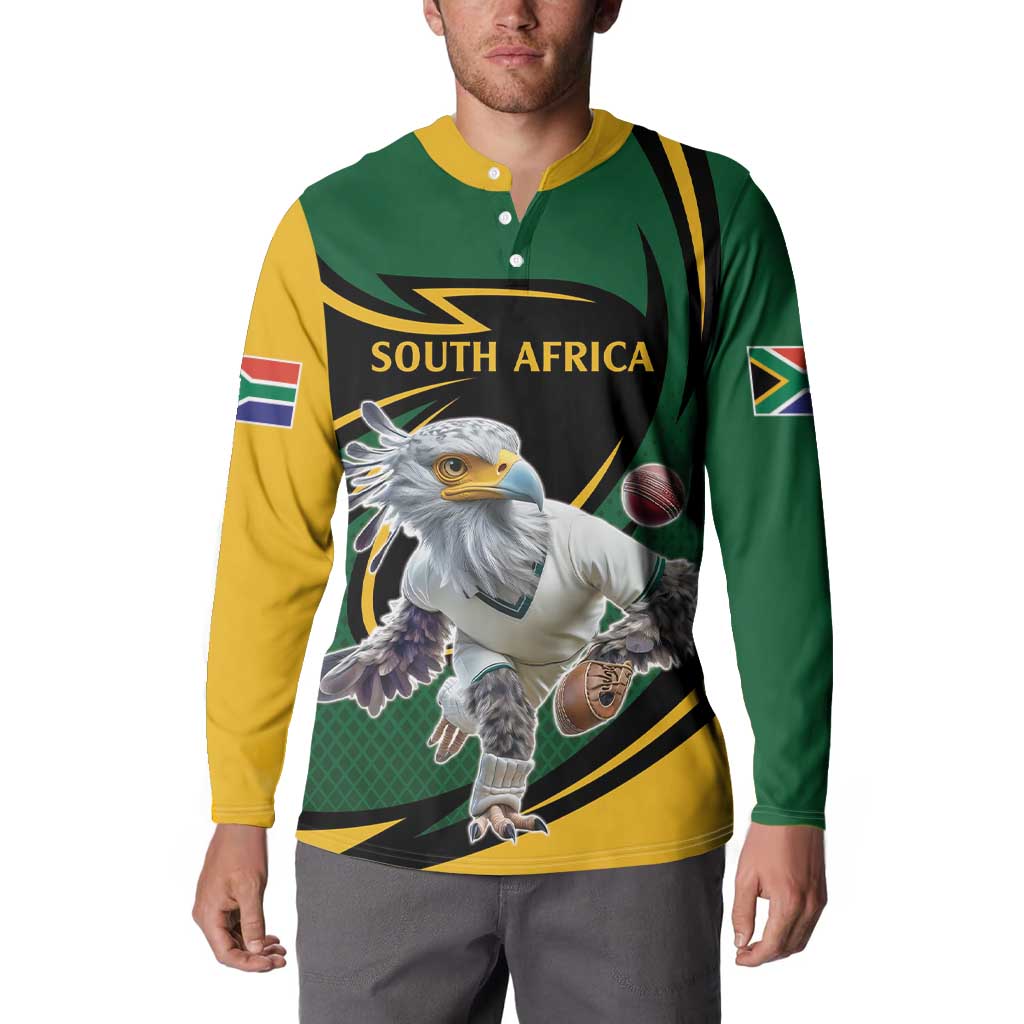 South African Secretary Bird Cricket Custom Button Sweatshirt Unique Pattern