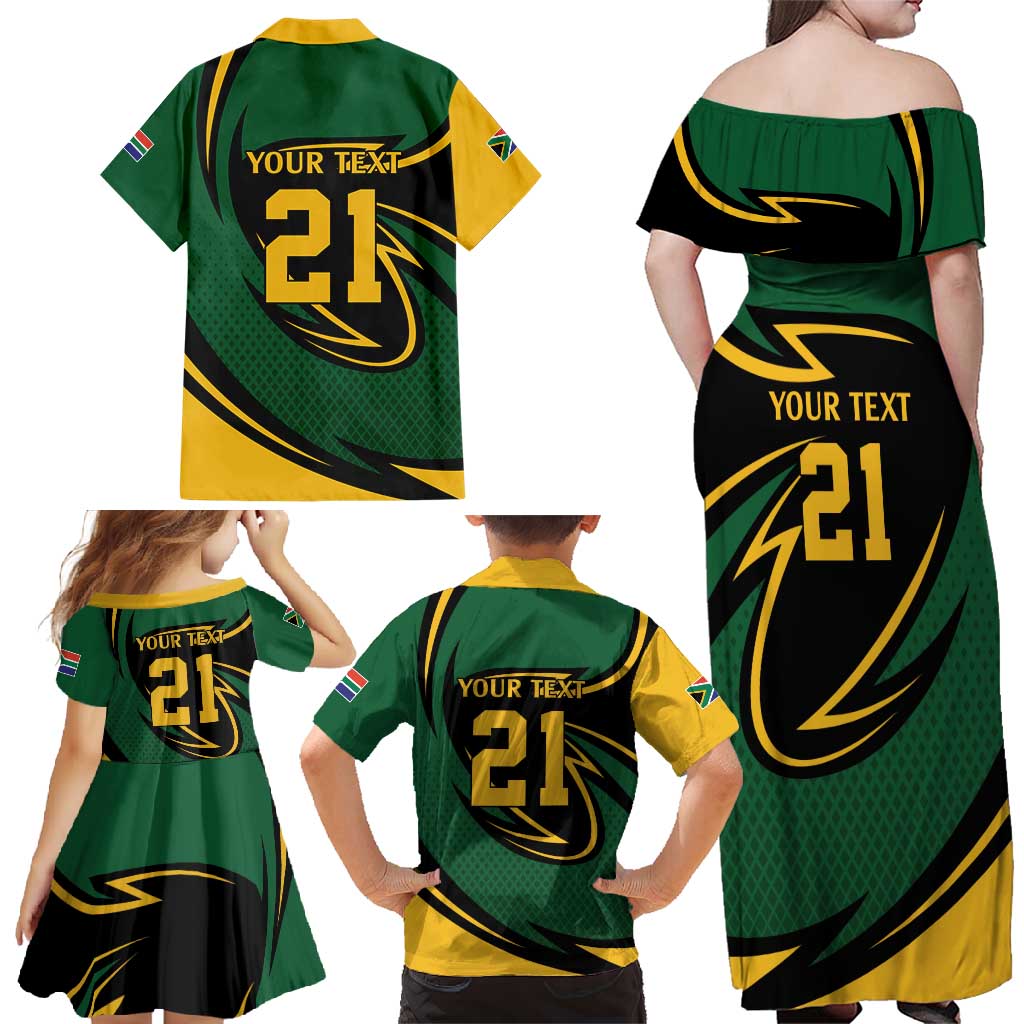 South African Secretary Bird Cricket Custom Family Matching Off Shoulder Maxi Dress and Hawaiian Shirt Unique Pattern