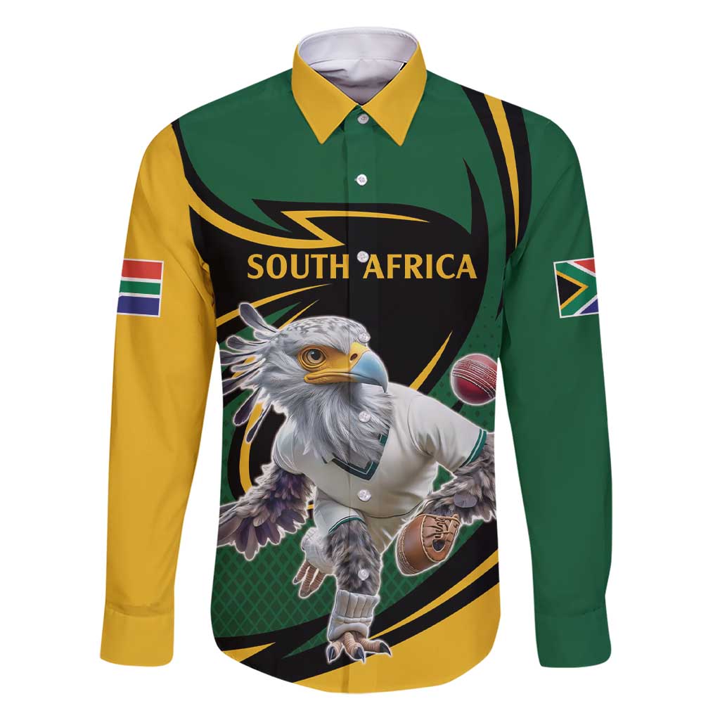 South African Secretary Bird Cricket Custom Family Matching Short Sleeve Bodycon Dress and Hawaiian Shirt Unique Pattern