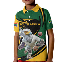 South African Secretary Bird Cricket Custom Kid Polo Shirt Unique Pattern