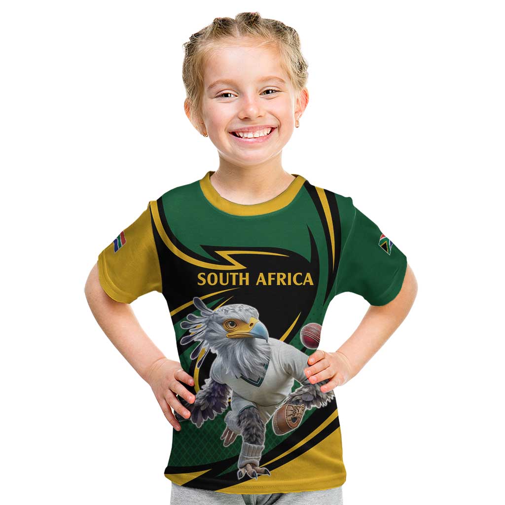South African Secretary Bird Cricket Custom Kid T Shirt Unique Pattern