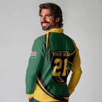 South African Secretary Bird Cricket Custom Long Sleeve Polo Shirt Unique Pattern