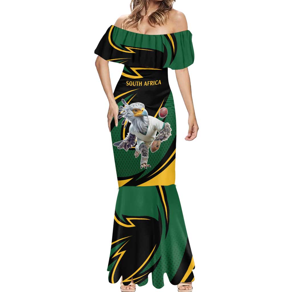 South African Secretary Bird Cricket Custom Mermaid Dress Unique Pattern