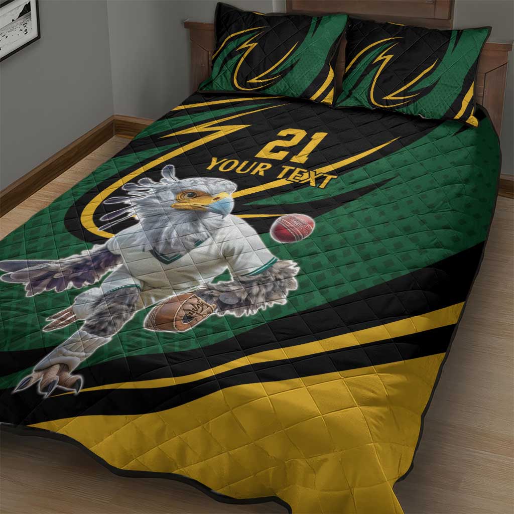South African Secretary Bird Cricket Custom Quilt Bed Set Unique Pattern