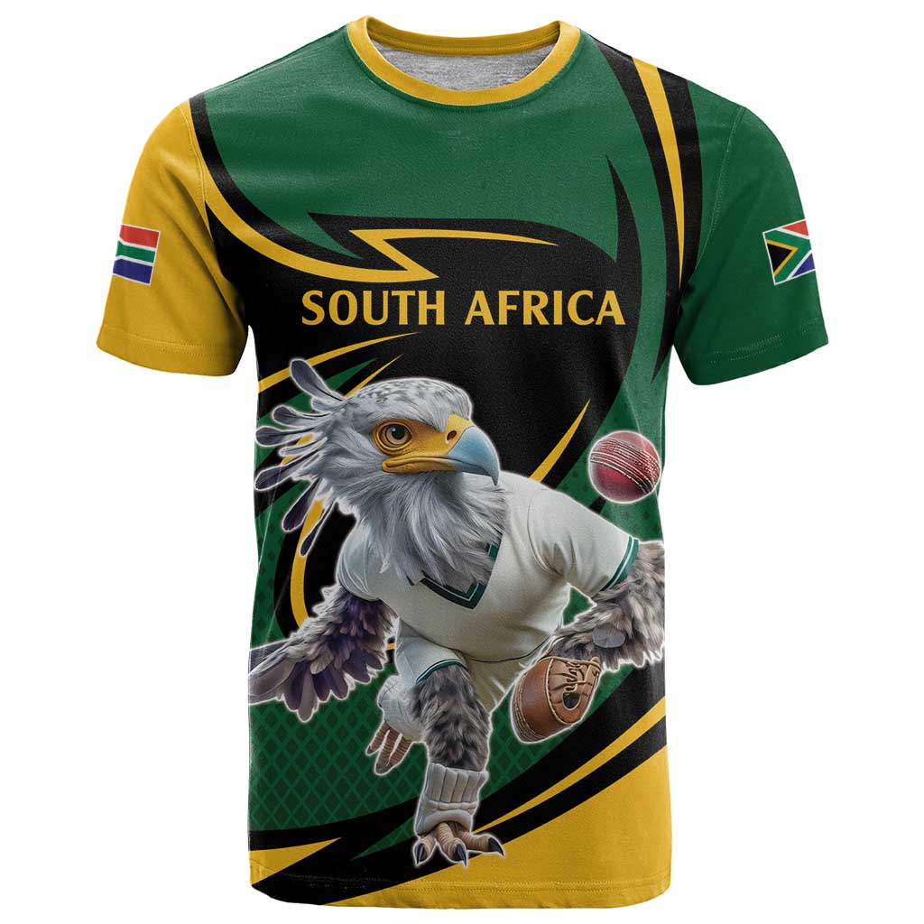 South African Secretary Bird Cricket Custom T Shirt Unique Pattern