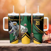South African Secretary Bird Cricket Custom Tumbler With Handle Unique Pattern