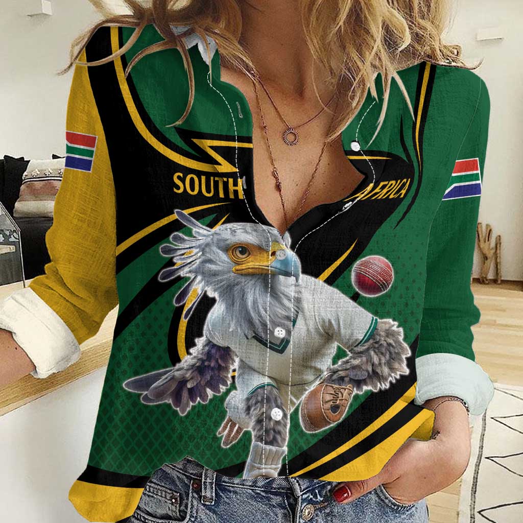 South African Secretary Bird Cricket Custom Women Casual Shirt Unique Pattern