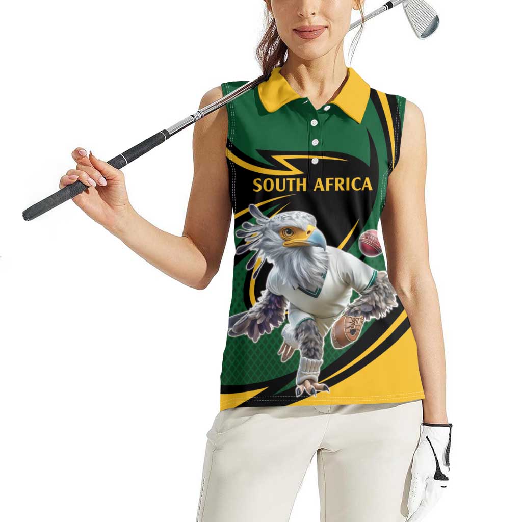 South African Secretary Bird Cricket Custom Women Sleeveless Polo Shirt Unique Pattern