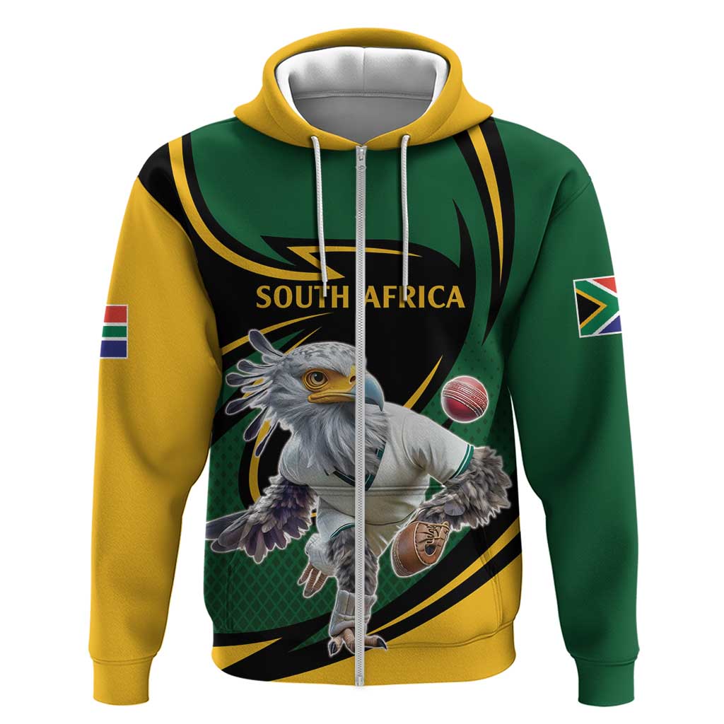 South African Secretary Bird Cricket Custom Zip Hoodie Unique Pattern