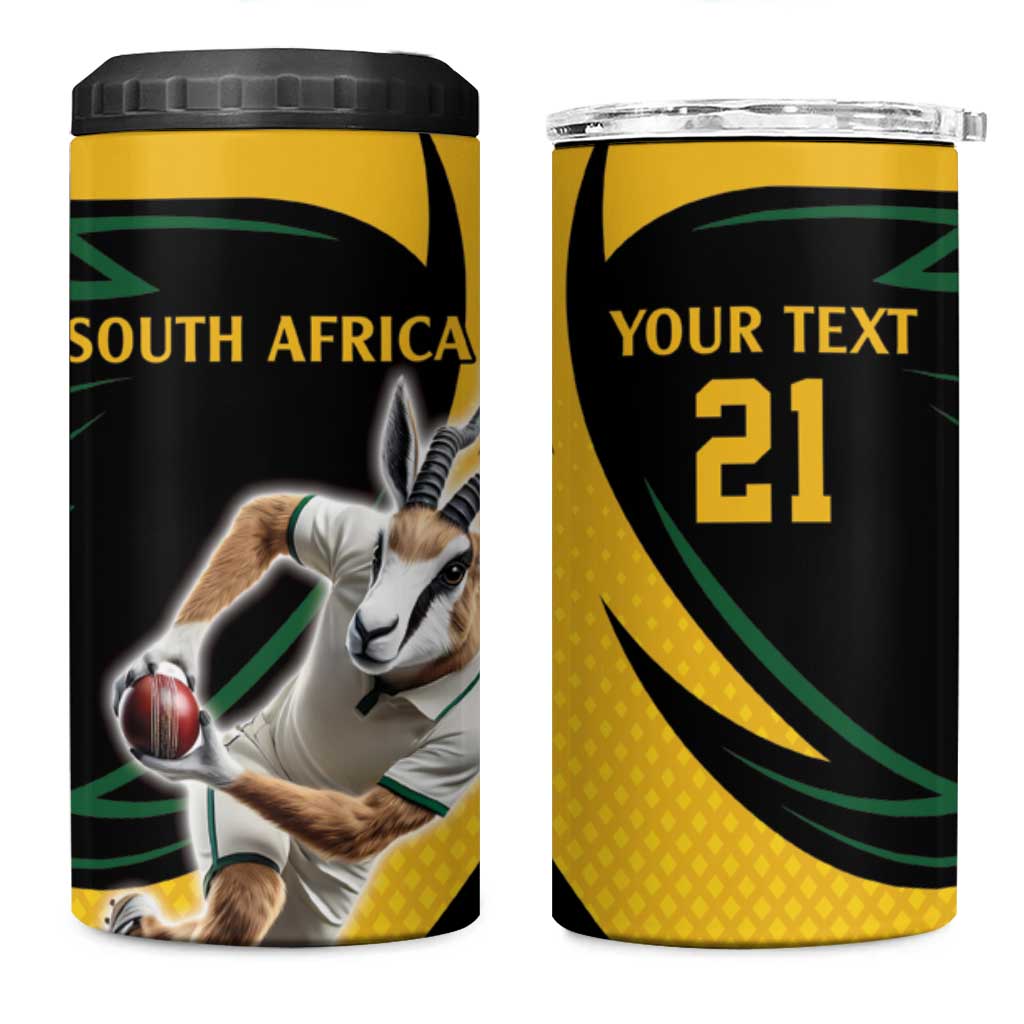 South African Springbok Cricket Custom 4 in 1 Can Cooler Tumbler Unique Pattern