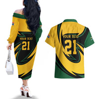 South African Springbok Cricket Custom Couples Matching Off The Shoulder Long Sleeve Dress and Hawaiian Shirt Unique Pattern