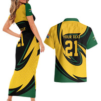 South African Springbok Cricket Custom Couples Matching Short Sleeve Bodycon Dress and Hawaiian Shirt Unique Pattern