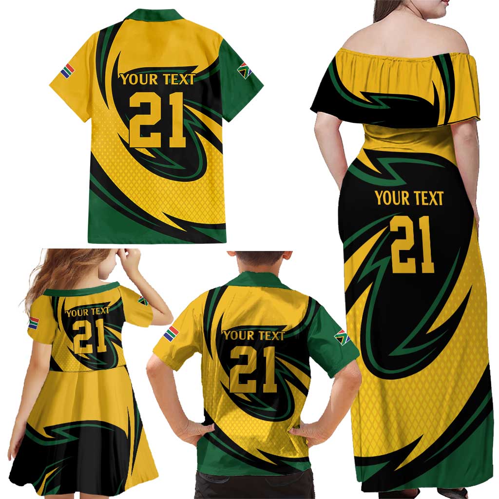 South African Springbok Cricket Custom Family Matching Off Shoulder Maxi Dress and Hawaiian Shirt Unique Pattern