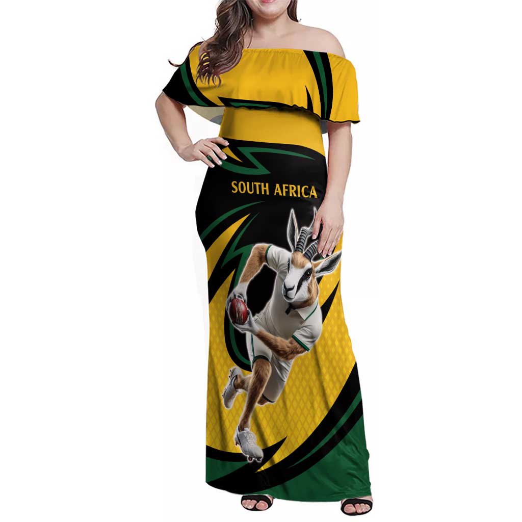 South African Springbok Cricket Custom Family Matching Off Shoulder Maxi Dress and Hawaiian Shirt Unique Pattern
