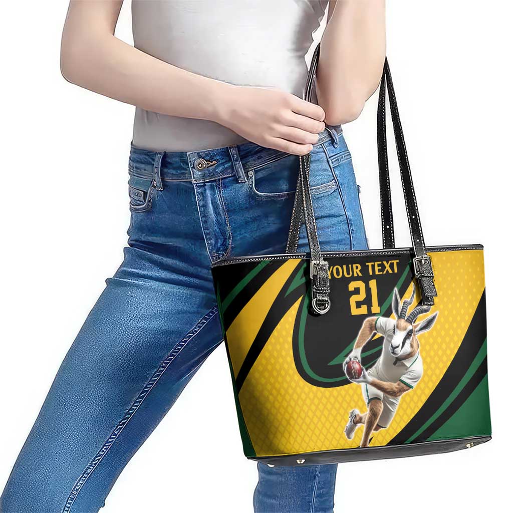 South African Springbok Cricket Custom Leather Tote Bag Unique Pattern