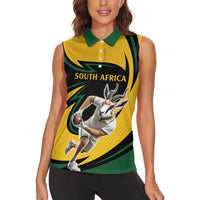 South African Springbok Cricket Custom Women Sleeveless Polo Shirt Unique Pattern