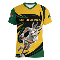 South African Springbok Cricket Custom Women V-Neck T-Shirt Unique Pattern