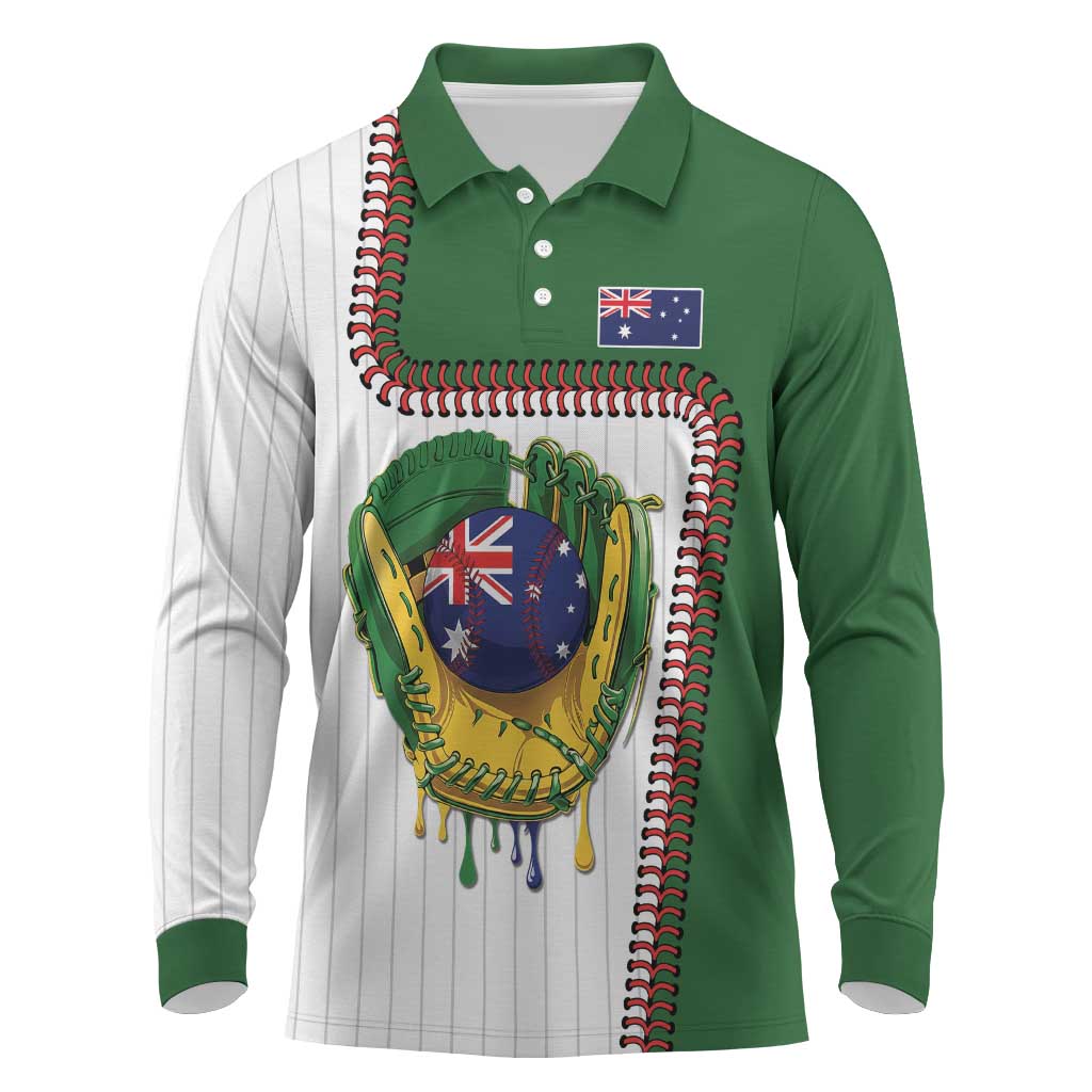 Custom Dripping Baseball Australia Long Sleeve Polo Shirt