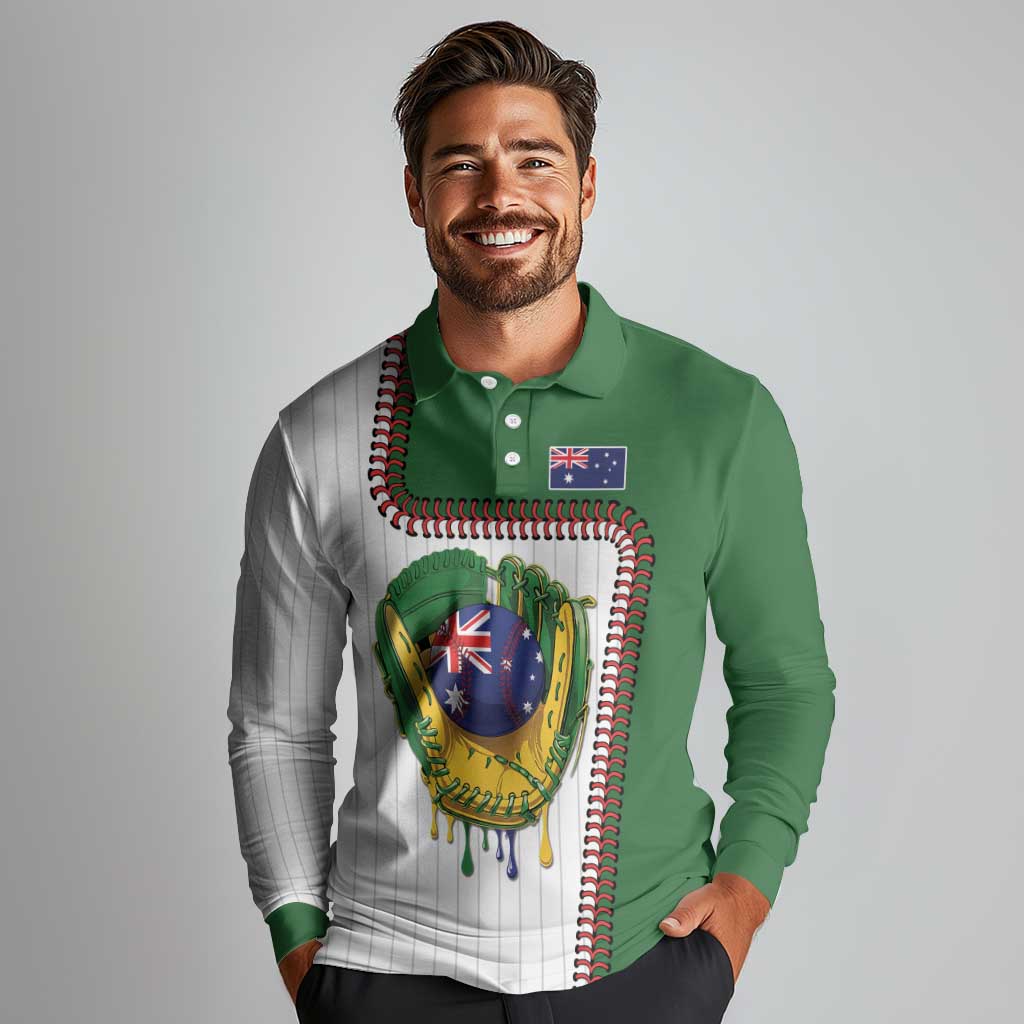 Custom Dripping Baseball Australia Long Sleeve Polo Shirt
