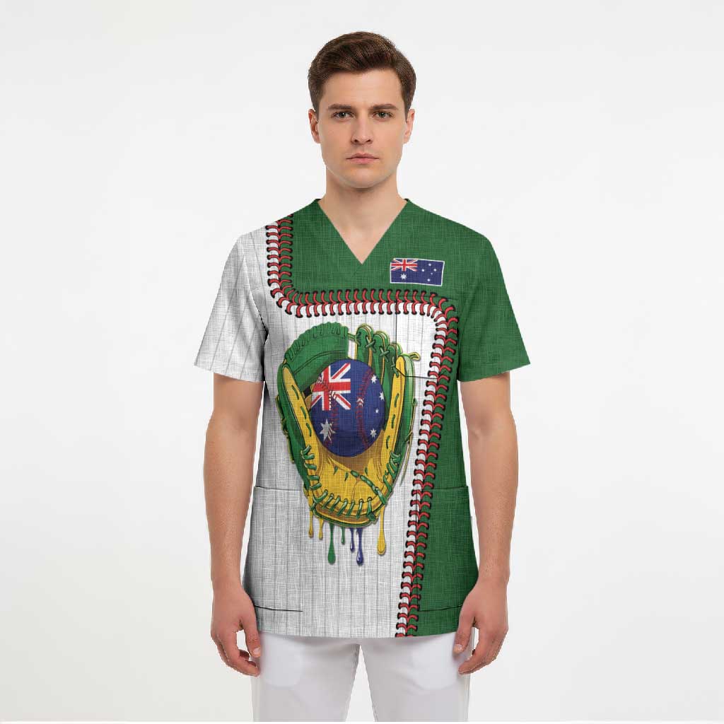 Custom Dripping Baseball Australia Scrub Top