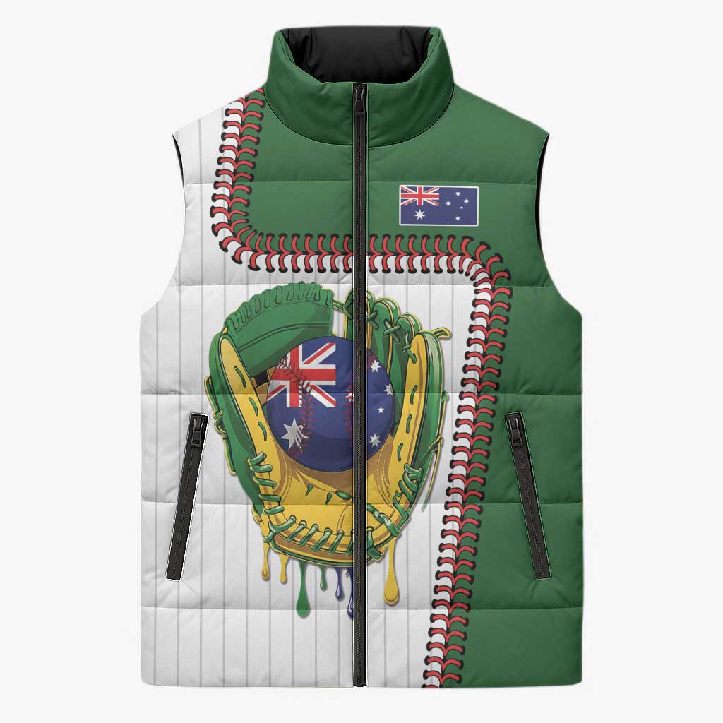 Custom Dripping Baseball Australia Sleeveless Puffer Jacket