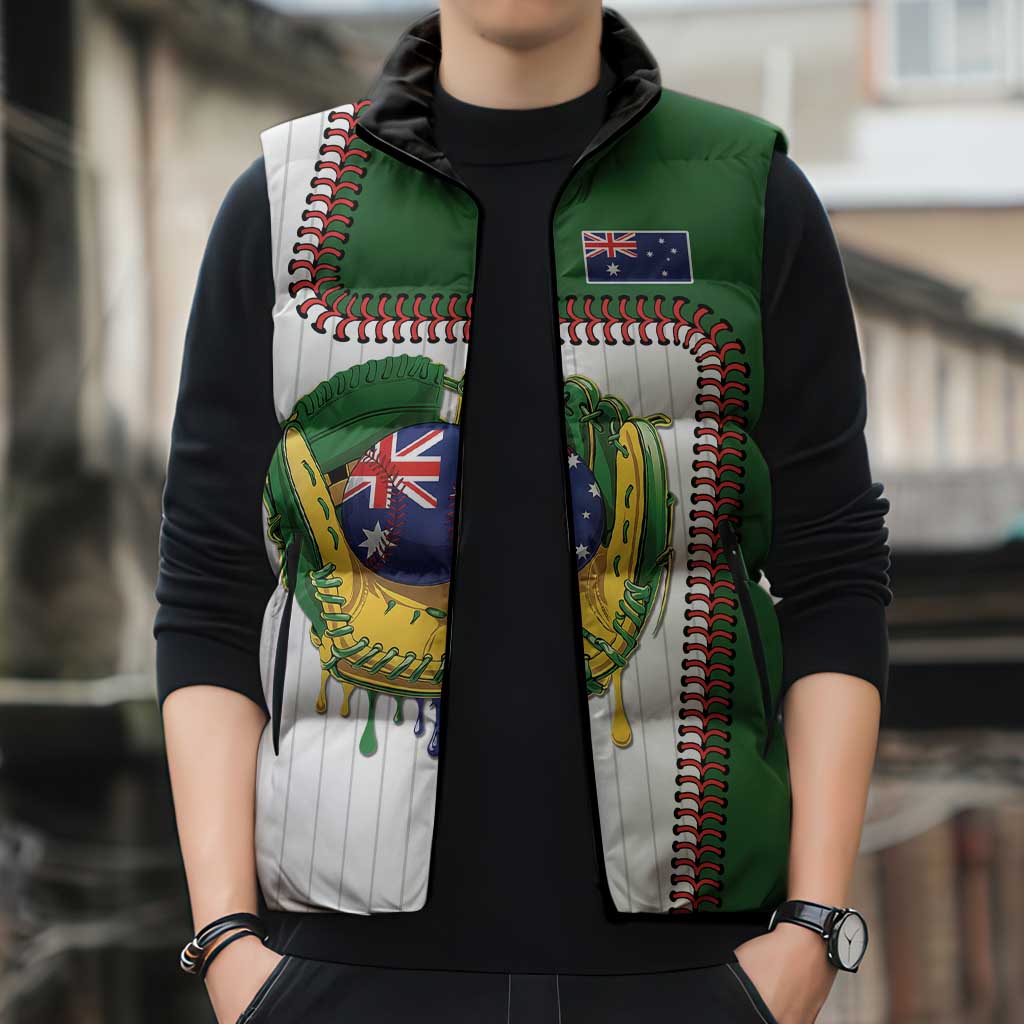 Custom Dripping Baseball Australia Sleeveless Puffer Jacket
