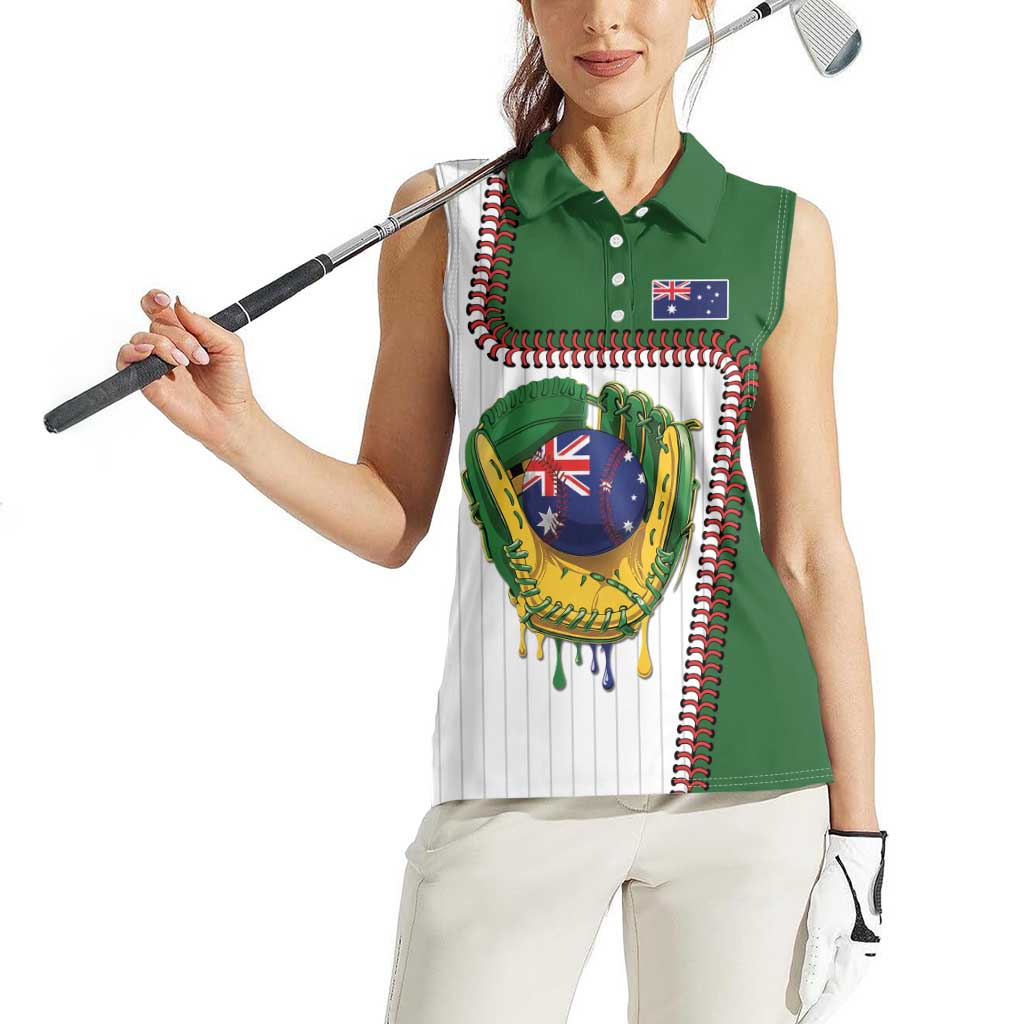 Custom Dripping Baseball Australia Women Sleeveless Polo Shirt
