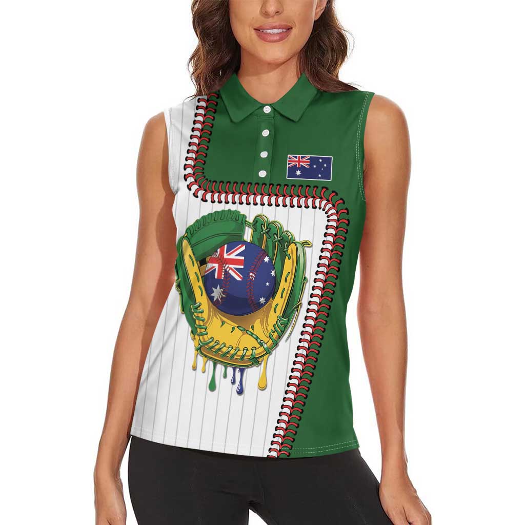 Custom Dripping Baseball Australia Women Sleeveless Polo Shirt