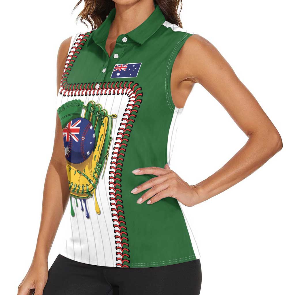 Custom Dripping Baseball Australia Women Sleeveless Polo Shirt