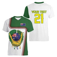 Custom Dripping Baseball Australia Women V-Neck T-Shirt