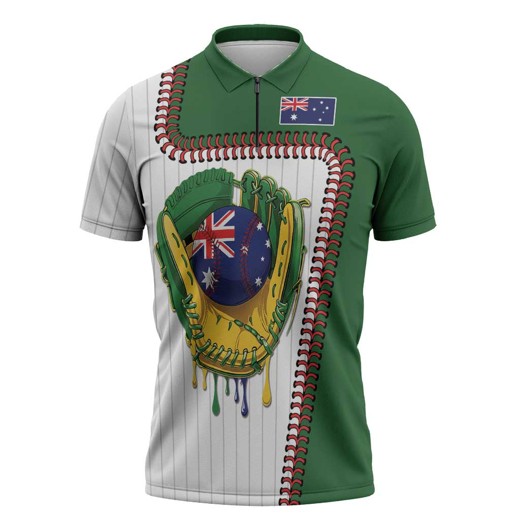 Custom Dripping Baseball Australia Zipper Polo Shirt