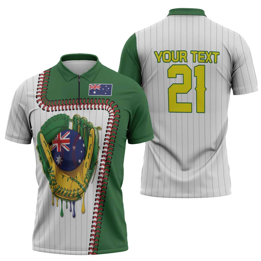 Custom Dripping Baseball Australia Zipper Polo Shirt