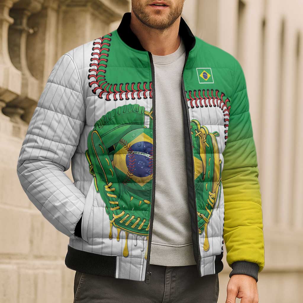 Custom Dripping Baseball Brazil Bomber Puffer Jacket