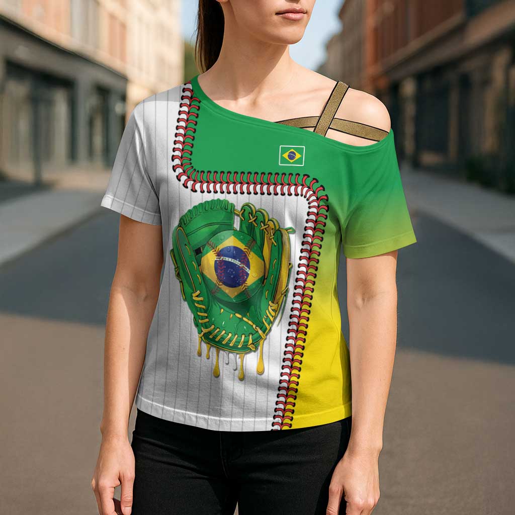 Custom Dripping Baseball Brazil Cross Shoulder Shirt