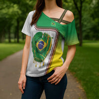Custom Dripping Baseball Brazil Cross Shoulder Shirt